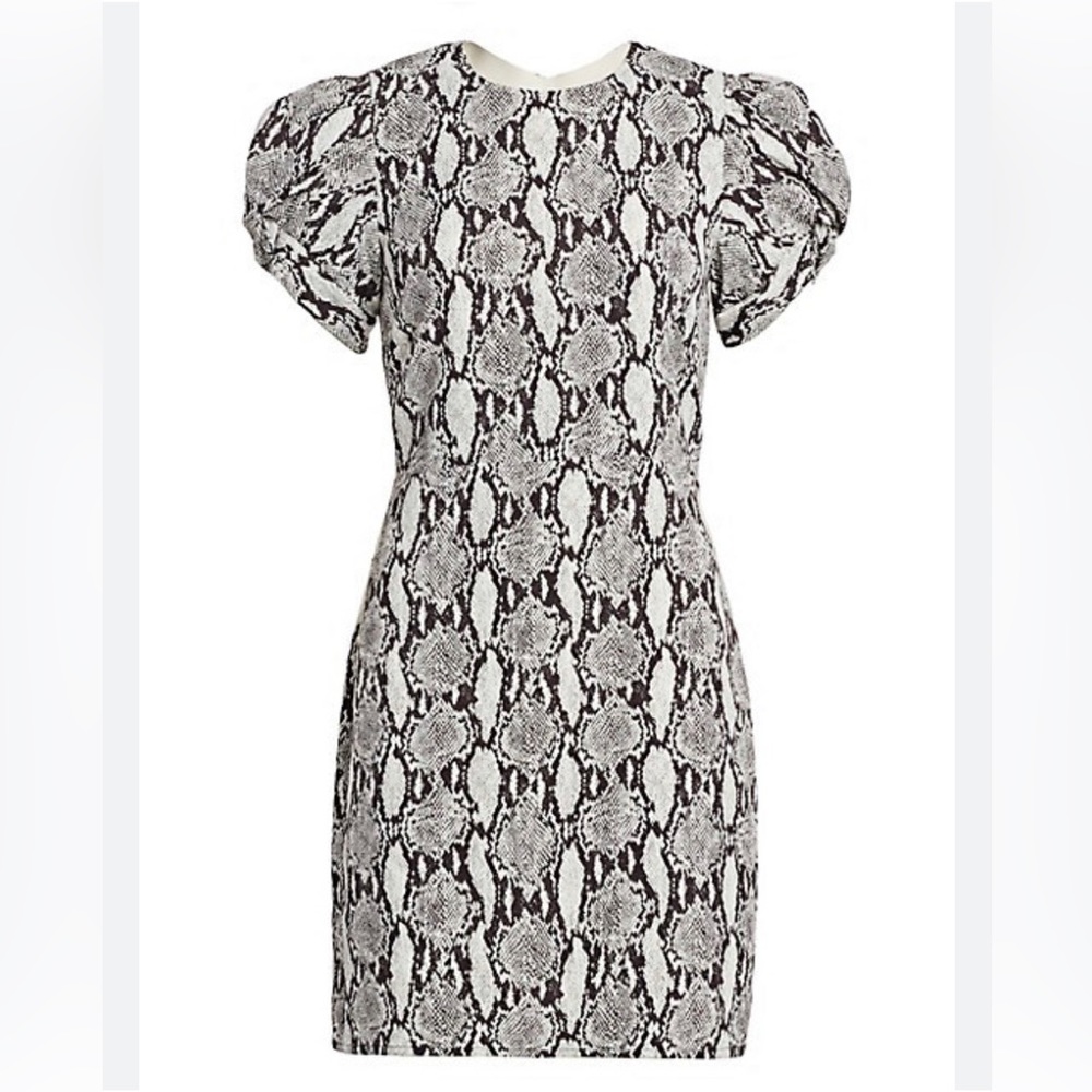 A.L.C. Brinley Puff-Sleeve Snake Print Sheath Dress
